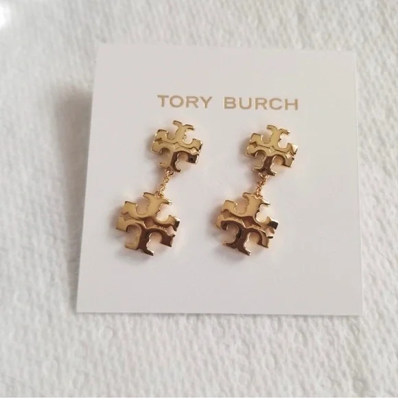 Tory Burch Kira Linear Double Drop Earrings - Picture 3 of 6